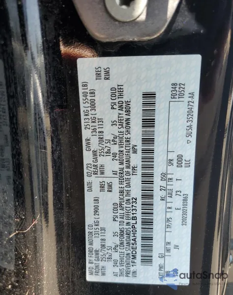 2023 Ford Bronco Base z USA, uszkodzony, nr VIN 1FMDE5AH0PLB13732